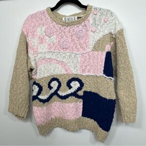 Vintage Patchwork Style Knit Sweater size M